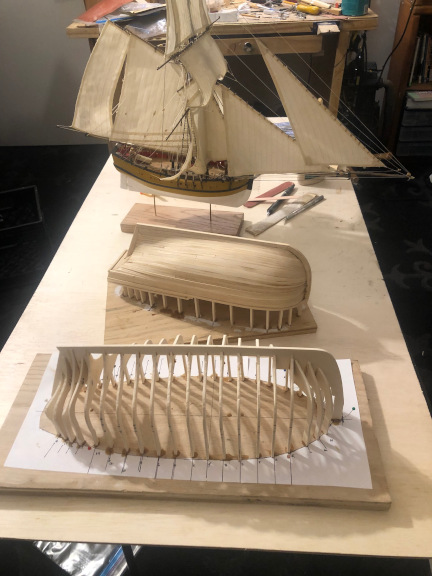 three hulls under construction